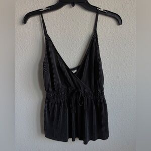 Abercrombie & Fitch Black Pleated Tie Waist Peplum Cami XS